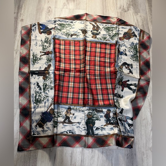 Ralph Lauren Accessories - Ralph Lauren Red and Cream Silk Scarf